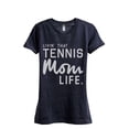 thumbnail image 1 of Thread Tank Livin' That Tennis Mom Life Women's Fashion Relaxed Crewneck T-Shirt Tee Heather Navy Large, 1 of 5