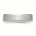 thumbnail image 3 of Stainless Steel Ridged-Edge 6mm Satin and Polished Band Ring 7 Size, 3 of 6