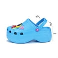 thumbnail image 3 of Platform Clogs for women, Womens Platform Clogs Shoes Gardener Shoes Slippers 2 inch Hight Heels Mules Comfortable Breathable Lightweight Slip on Wedge Sandals Slides with Charms Blue 39, 3 of 7