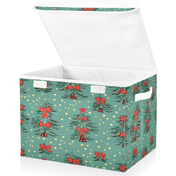 Ryvnso Christmas Tree Large Lidded Foldable Storage Baskets Cubes Boxes Lids Bin for Home
