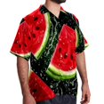 thumbnail image 2 of Watermelon Men's Short Sleeve Button Down Beach Shirts, Casual Printed Summer Unisex Tops, 2 of 6