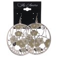 thumbnail image 2 of Flower Dangle-Earrings Silver-Tone & White Colored #LQE3308, 2 of 2