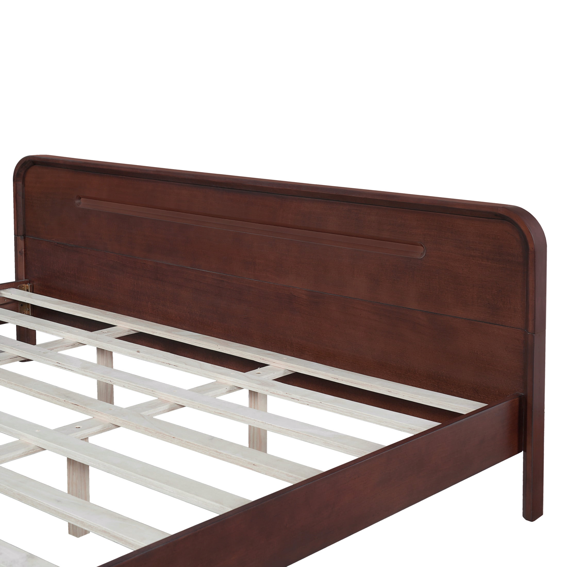 Christopher Knight Home King Size Bed Frame with Headboard, Solid Wood Platform Bed, Dark Walnut