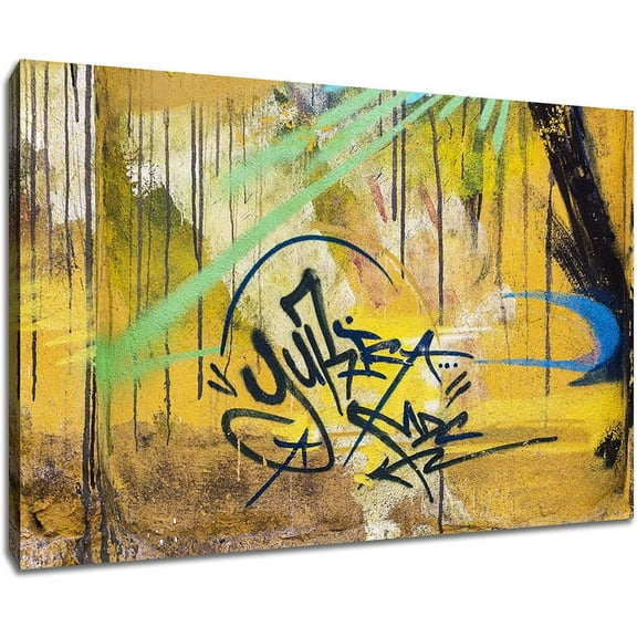 Graffiti Street Canvas Wall Art Graffiti Art Prints on Canvas Stretched and Framed Canvas Poster Painting Use for Modern Bedroom Living Room Home Office Walls Ready to Hang [18''''W X 12''''H]