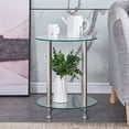 thumbnail image 2 of Ansley&HosHo End Table Side Table 2-Tier Nightstand Storage Shelves Chrome Finish with Glass Top Round Cube Furniture Home Living Room Clear, 2 of 5