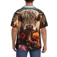 thumbnail image 3 of Lsque Realistic Flower Cow print Men's Cuban Collar Short Sleeve Shirt Summer Beachwear Casual Button Down Fashionable Vacation Leisure Shirt-Medium, 3 of 7