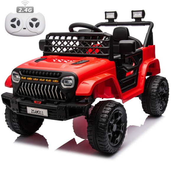 Joyracer 12V Kids Ride on Truck Car with Remote Control, Toddler Toys Car, Electric Powered Ride on Toys w/ 3-Speed, Suspension, Music, Bluetooth, MP3, LED Lights,Red