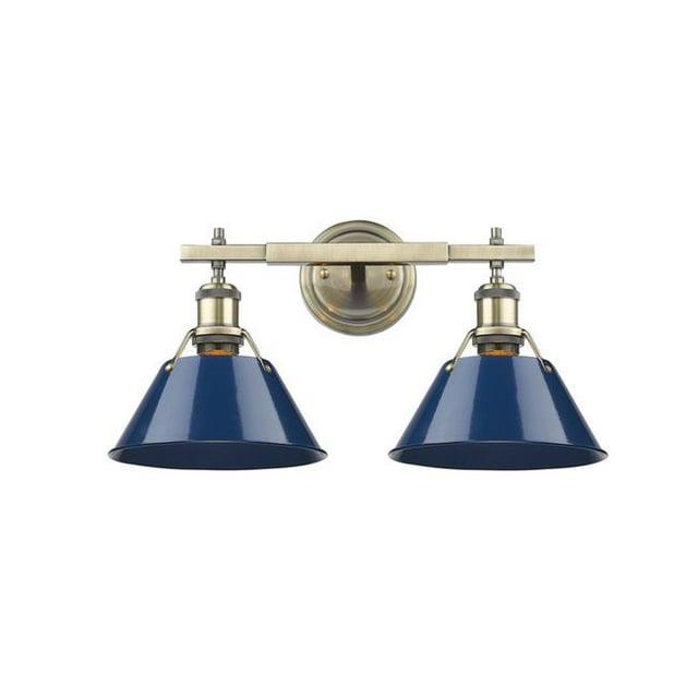 Golden Lighting 3306-BA2 AB-NVY Orwell AB 2 Light Bath Vanity, Gold - Navy Blue Shade