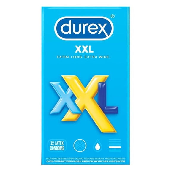 Durex XXL Extra Large Condom Bundle with Silver Lunamax Pocket Case, Lubricated Latex Condoms-12 Count