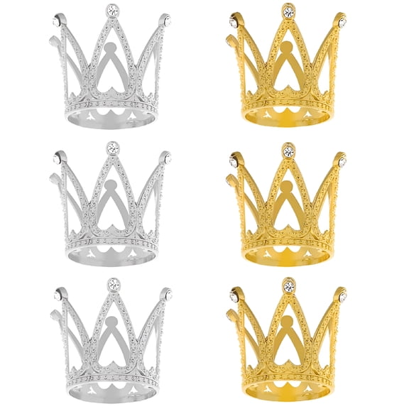 ACDANC 2026 New 6 Pcs Crown Cake Topper,Gold/Silver Mini Crown Small Silver Crown Vintage Princess Tiara Cake Toppers for Cake Decoration