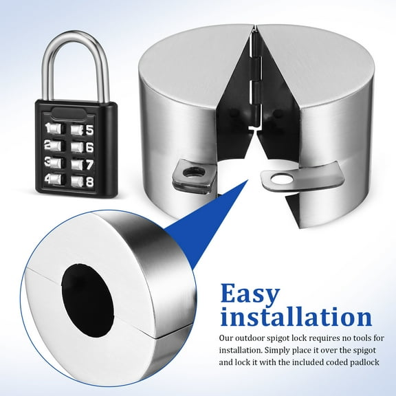 Outdoor Faucet Lock Box - Weatherproof Hose Bib Cover with Padlock for Winter Freeze Protection 2.93in