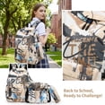 thumbnail image 2 of Back to School Nylon Backpack with Lunch Bag Pen Case, 3 Piece Set for Daily Commute Sundries Organization Campus Travel Beige, 2 of 6