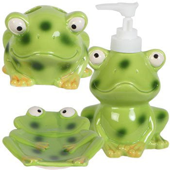 Stoneware Bathroom Accessories Frog, Frog Bathroom Accessories Set