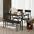 thumbnail image 3 of 4-Piece Dining Table Set for 4 with Upholstered Chairs & Bench, Wood Kitchen Table Set for Small Space, Apartment, 3 of 8