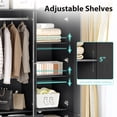 thumbnail image 6 of Ktaxon 3 Door Wardrobe Armoire Closet with Mirror Hanging Rod, Large Capacity Storage Closet for Bedroom, Modern Drawer & Shelf Elegant Black Finish Closet, 6 of 9