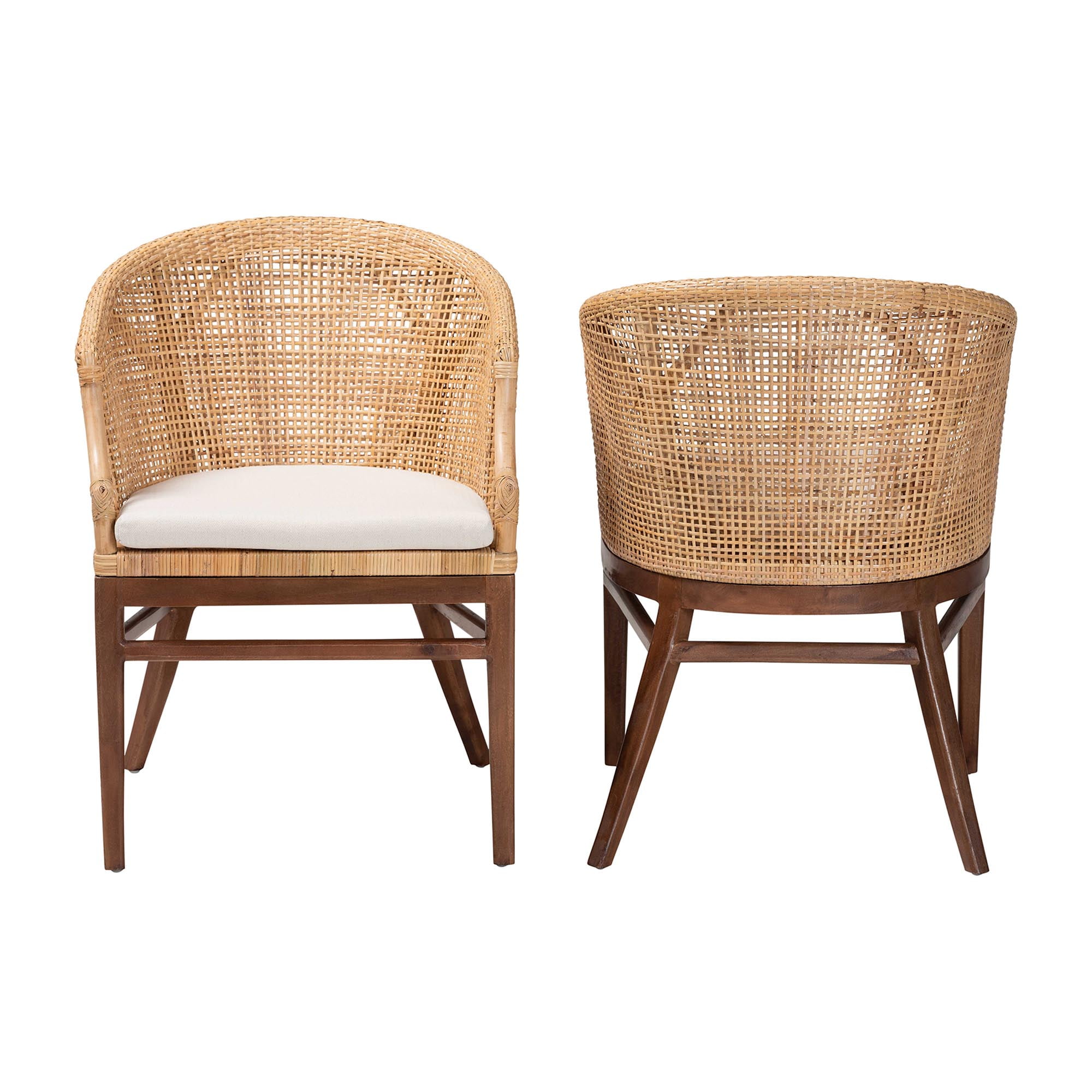 bali & pari Lumajang Boho Dining Chair, 2-Piece, Light Honey