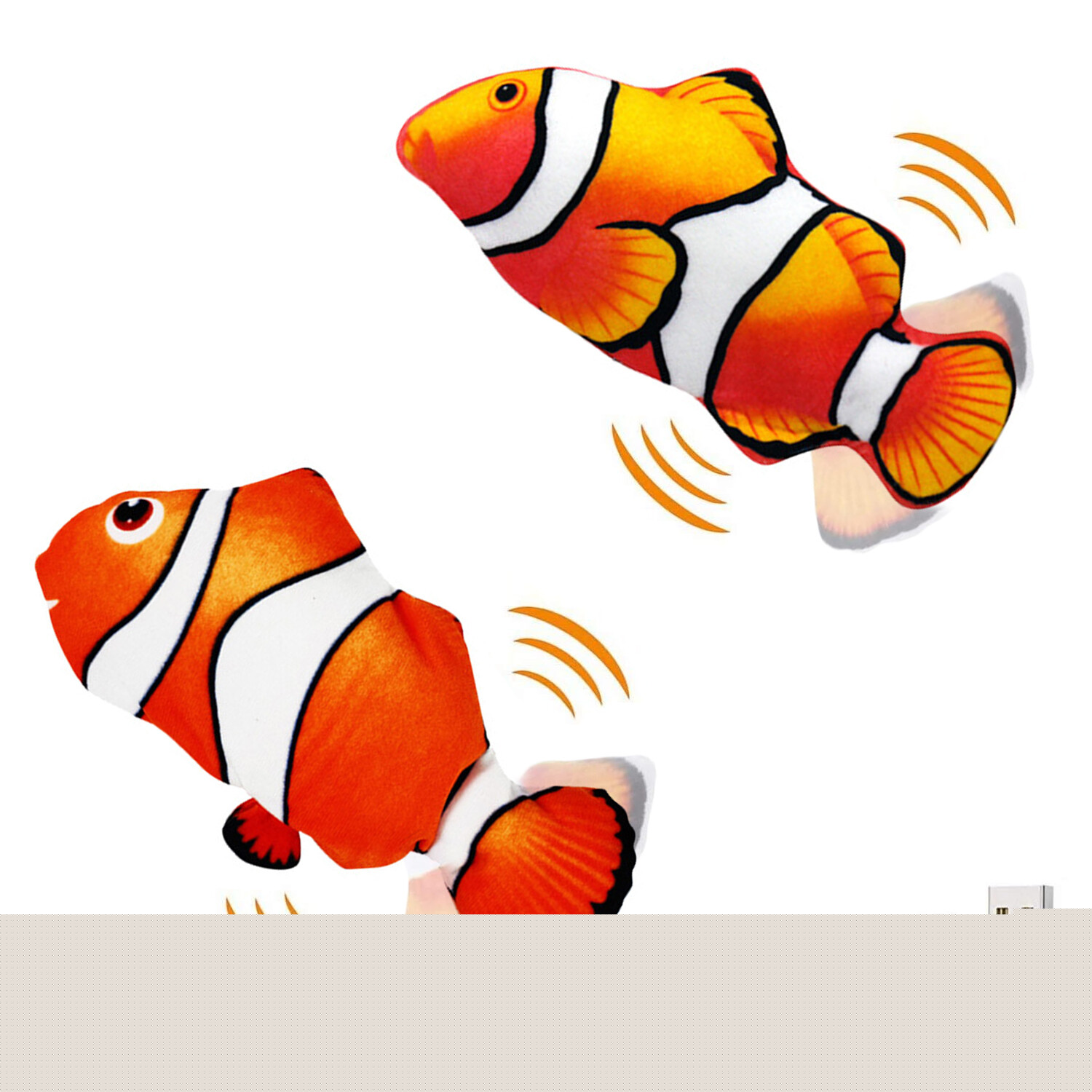Clownfish, variant on Electric Floppy Fish Cat Toy, Moving Cat Kicker Fish Toy, 11" Realistic Flopping Fish Dog Toys, Plush Interactive Cat Toys for Indoor Cats, Wiggle Fish Dog Toys