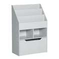 thumbnail image 1 of CoSoTower Kids Bookcase Multi-Shelf Rack Organizer with Storage Drawer for Books for Reading Nook, Classroom, Bedroom, Playroom, Grey, 1 of 7