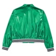 thumbnail image 2 of Linjinx Girls Boys Sequined Metallic Bomber Jacket Zip Up Coat Outerwear for Hip Hop Jazz Sports Green 10, 2 of 9