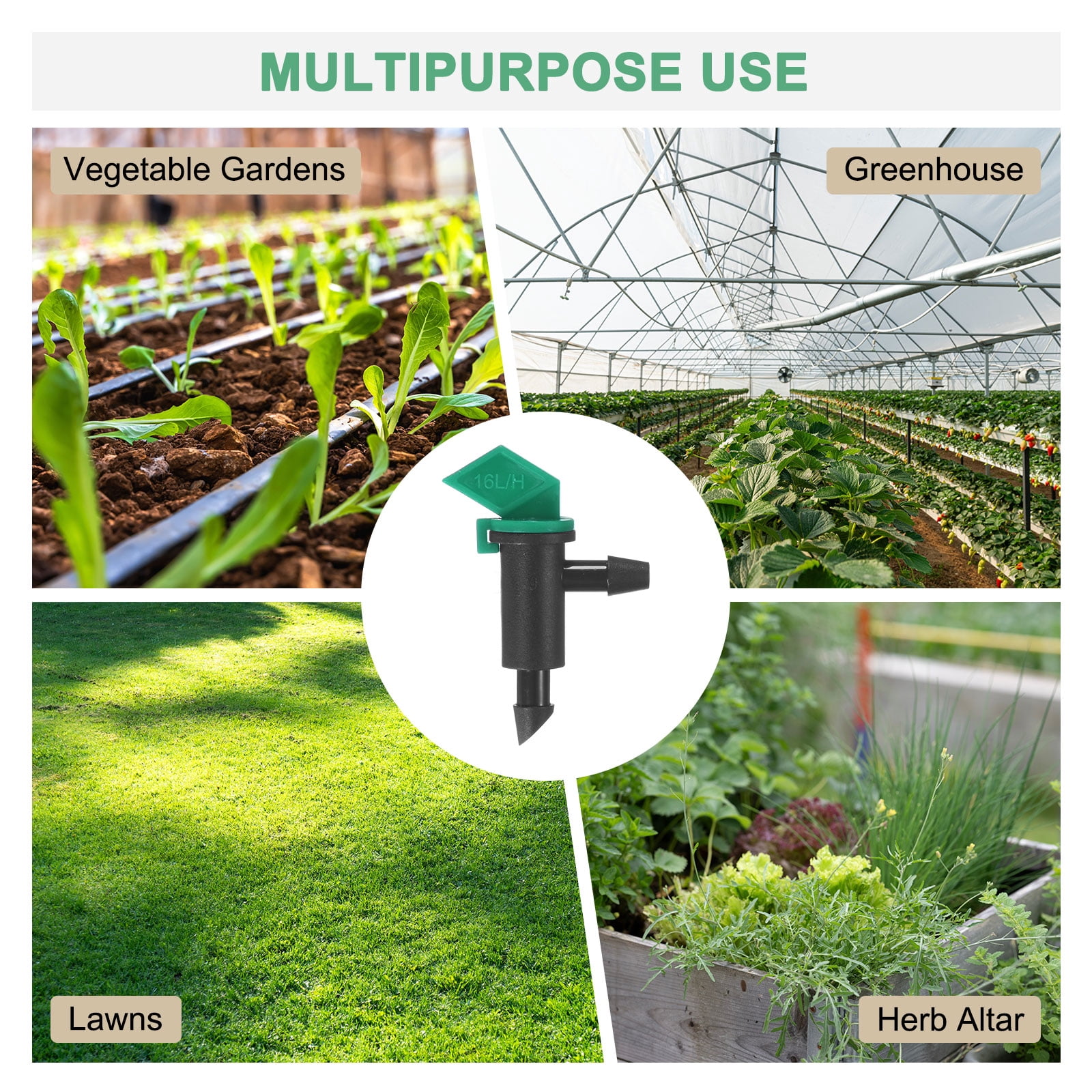 Uxcell 200-Pack Flag Irrigation Dripper Emitter, 16L/H 4 GPH Plastic Drip Irrigation Connect Irrigation System Parts Tool [Green]