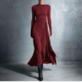 thumbnail image 2 of Vestido de Manga Larga para las Mujeres Invierno Casual Delgado Bodycon Cuello Redondo Largo Maxi Fiesta Boda, 2 of 5