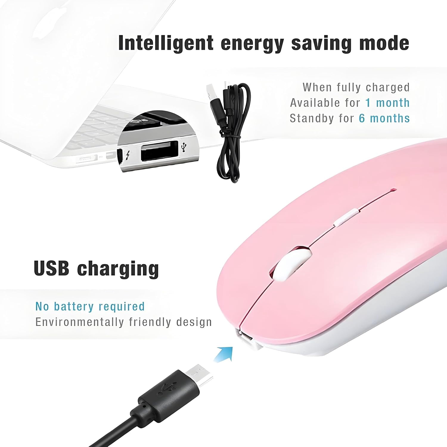 Bluetooth Mouse,Rechargeable Wireless Mouse for MacBook Pro/MacBook Air/Laptop/PC/Mac/iPad pro/Computer,Bluetooth 5.2 + 3.0 +2.4G USB Receiver