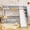 Gray, variant on Mintazer Twin Over Full Bunk Bed with Slide & Storage Staircase, Kids Floor Bunk Bed with Guardrails, Gray
