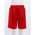 thumbnail image 2 of Hansber Girls Boys Sequin Shorts Jazz Hip Hop Dance Tumbling Bottoms Cheer Performance Dancewear Red 8, 2 of 7