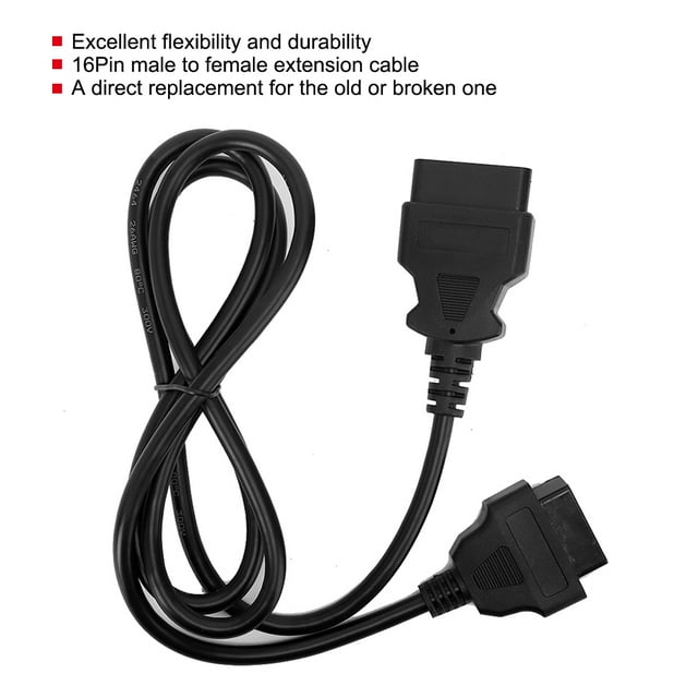 Extension Lead Cable,16Pin Car Diagnostics Adapter Diagnostic Adapter Connector OBD Adapter Cable Finely Tuned Performance