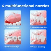 Water Flossers for Teeth, Cordless Portable Water Flossers for Adults Braces, IPX7 Waterproof with 4 Modes, 4 Professional Nozzles, 300ml Tank & 21 Days Runtime for Travel, White, 1Pack