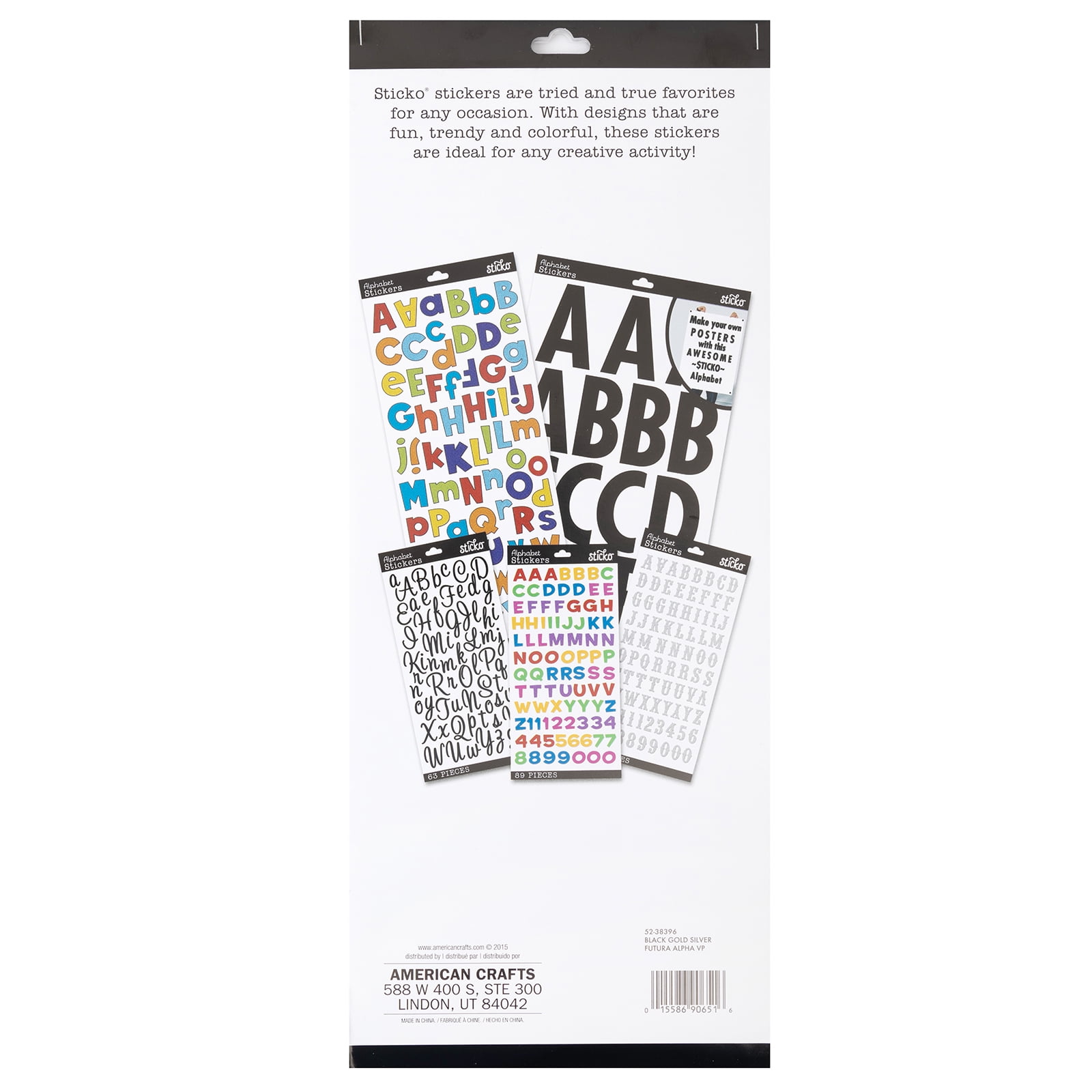 Sticko Black, Gold, & Silver Futura Alphabet Vinyl Stickers