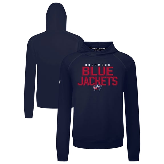 Men's Levelwear Navy Columbus Blue Jackets Mandate Carve Tri-Blend Pullover Hoodie