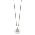 thumbnail image 3 of Stainless Steel Cable Necklace with Pendants Chain Polished White Ceramic w/CZ Circle 22in 22 inch 19.8 mm, 3 of 4