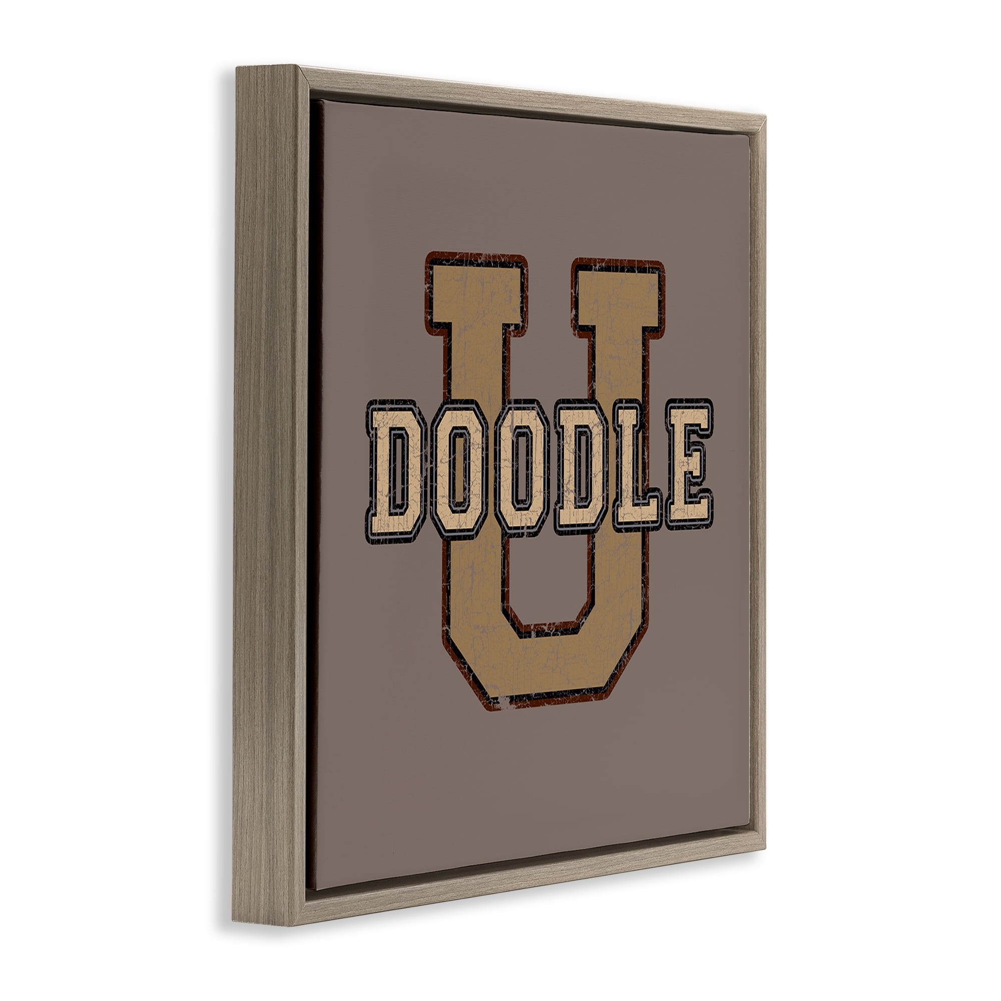 Stupell Industries Vintage Doodle U Novelty & Humor Painting Brown Floater Framed Canvas Art Print Wall Art, 25 x 25