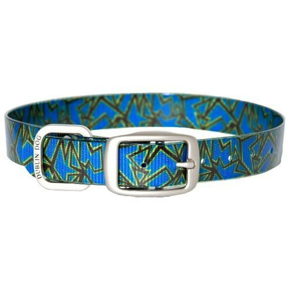 Dublin Dog Koa Collection Shattered 17 by 21.5-Inch Dog Collar, Large, Triton Blue