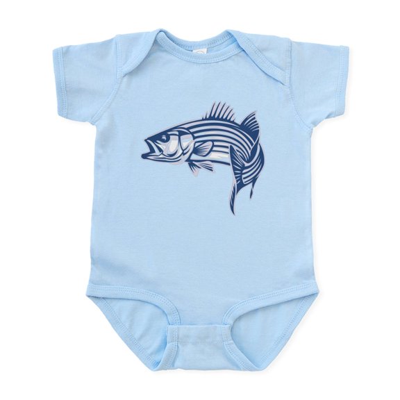 CafePress - Graphic Striped Bass Body Suit - Baby Light Bodysuit, Size Newborn - 24 Months