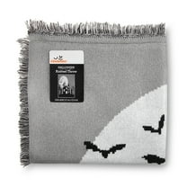 Way to Celebrate Halloween Soft Touch Multicolour Haunted House Jacquard Knitted Tapestry Throw