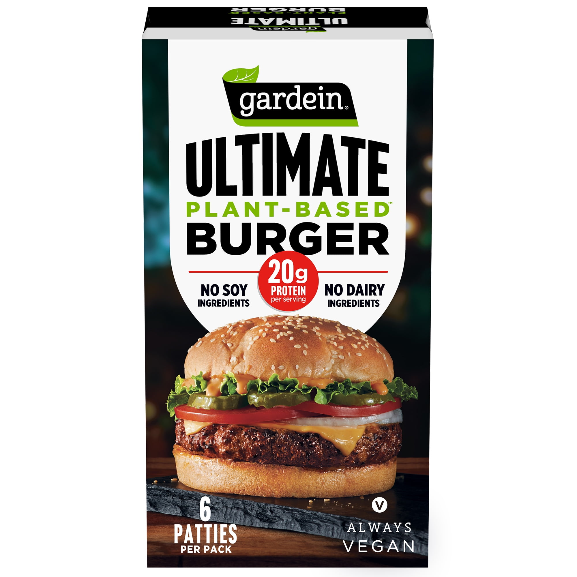 Gardein Ultimate Plant-Based Vegan Burger Patties, 24 oz, 6 Count (Frozen)