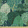 thumbnail image 2 of Ambesonne Forest Fabric by the Yard Upholstery, Woodland Trees Nature Art, 2 Yards, Dark Teal Cream Brown, 2 of 5