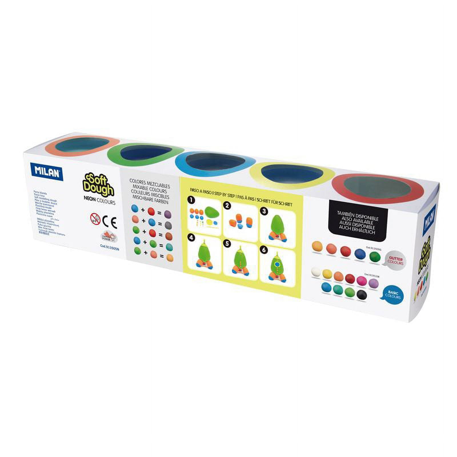 MILAN Soft Dough Neon Colors Play Dough - 5 Color Multicolor