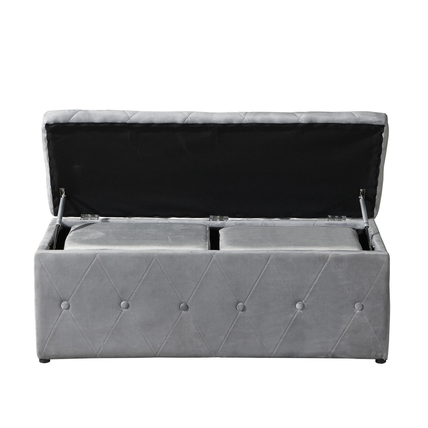 1 Piece Modern Light Gray Velvet Storage Ottoman with Resilient Sponge Cushion – Space-Saving Design for Family Gatherings & Bedroom Use|39.37" x 16.14" x 14.57" Dimensions|Comfortable Seating &...