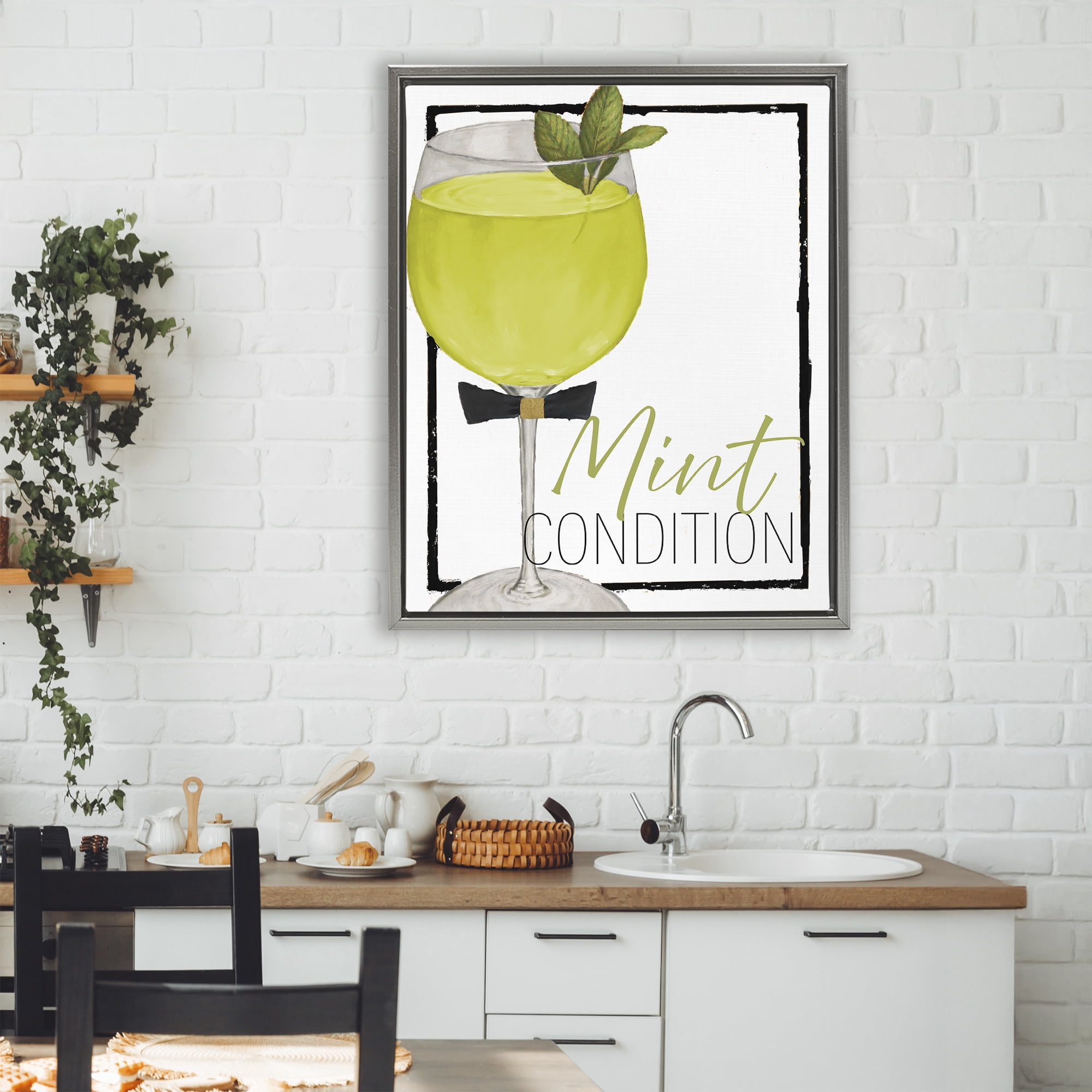 Stupell Industries Mint Condition Cocktail Gray Framed Floater Canvas Wall Art, design by Lorenzo Collective
