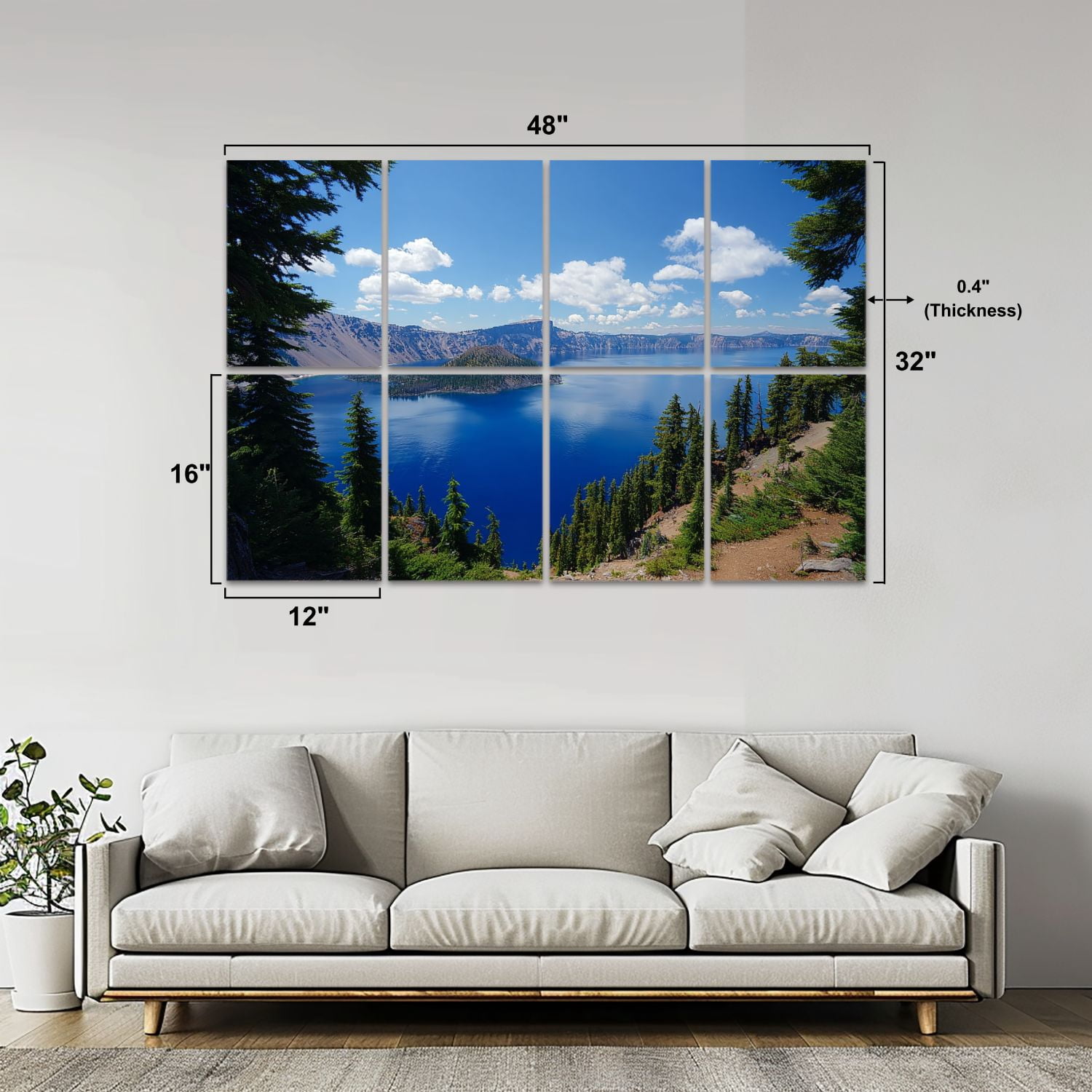 Forest 8 Pack Art Acoustic Panels Sound Absorbing Crater Lake National Park Oregon Decorative Soundproof Wall Panels Self Adhesive for Nursery Game Room Bedroom 48"x32"