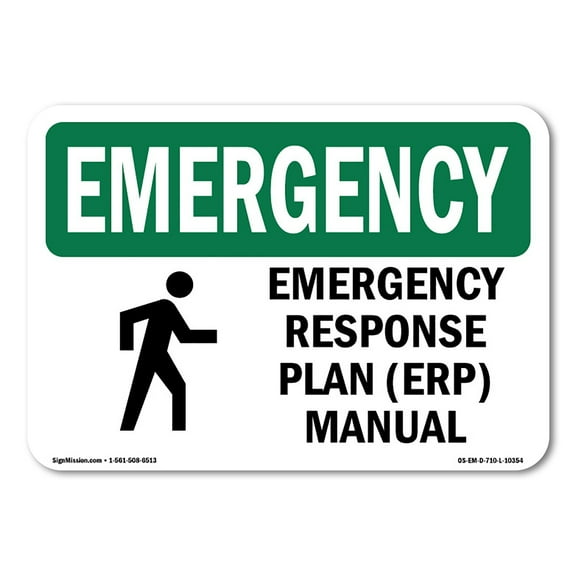 OSHA EMERGENCY Sign - Response Plan (ERP) Manual With Symbol | Plastic Sign | Protect Your Business, Work Site, Warehouse & Shop Area | Made in the USA