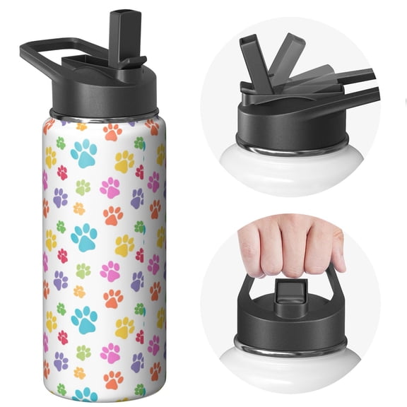 Cute Puppy Pattern Stainless Steel Water Bottle - Wide Mouth Design with Sweat-Free Surface & 360° Seal Ring for All-Day Temperature Retention (BPA/Odor Free)
