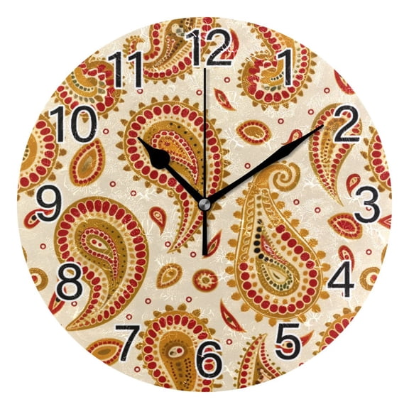 Ryvnso Graffiti Boho Wall Clock Non Ticking Silent Kitchen Clock Battery Operated Clocks 10 inch
