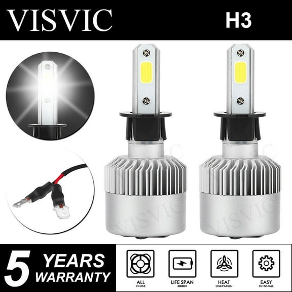 2Pc H3 LED Headlight Kits 72W 16000LM FOG Light Bulbs 6000K Driving DRL Lamp