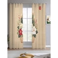 thumbnail image 2 of Cherry Blossoms Sheer Curtains 63 Inch Length 2 Panels Set for Living Room/Bedroom, Japanese Spring Floral Leaves Vintage Beige Kitchen Curtains Grommet Curtains Window Treatments 42"x63"x2, 2 of 7