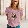 thumbnail image 2 of Alun Cute Honeybee Graphic T Shirts Round Neck Soft Comfort Fit Short Sleeve Tee Shirts for the Love of the Bees Fashion Letter Printed Summer Ladies Tops Pink XXXL, 2 of 4