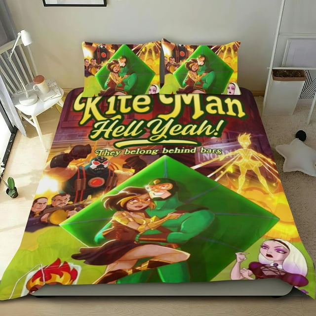 ¡Hombre Cometa, Infierno Sí! Conjunto de sábanas temático, trío de piezas, cómodo y amigable con la piel, diseño único, regalo de decoración para el hogar para familiares, amigos y fans,140cm *210cm
